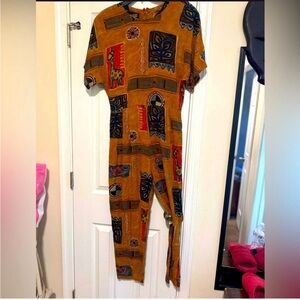 Vintage ethnic print jumpsuit